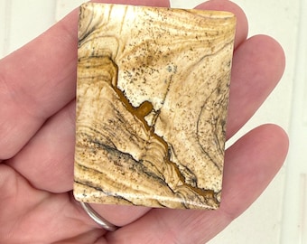 Natural Picture Jasper Rectangle Pendant, Side Drilled Scenic Stone Focal Bead