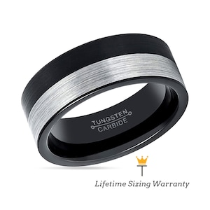 Exclusive Men’s Black Tungsten Carbide Ring, Men’s Unique Wedding Band, Black Wedding Band for him, Stylish Black Tungsten Ring