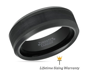 Black Tungsten Ring | Mens Tungsten Carbide Wedding Band | Black Wedding Ring | Tungsten Rings for Him | Promise Rings | Brushed Tungsten