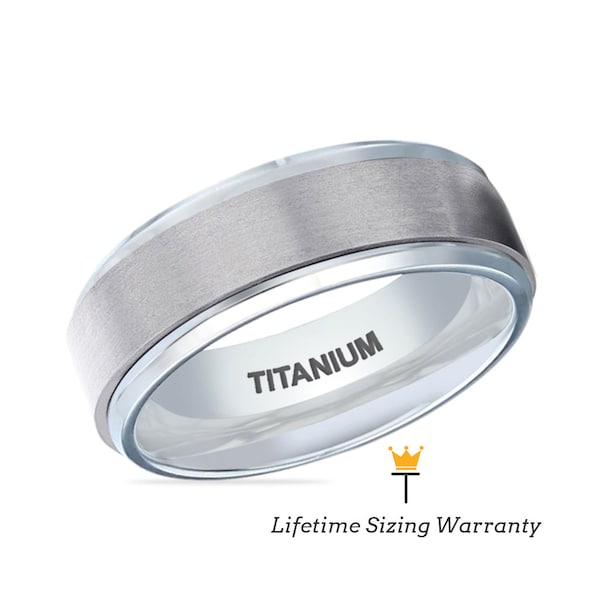Spinning Brushed Center Titanium Ring | Custom Ring | Comfort Fit Ring | Couples Ring | Promise Ring | Classic Ring | Polished 8MM Ring