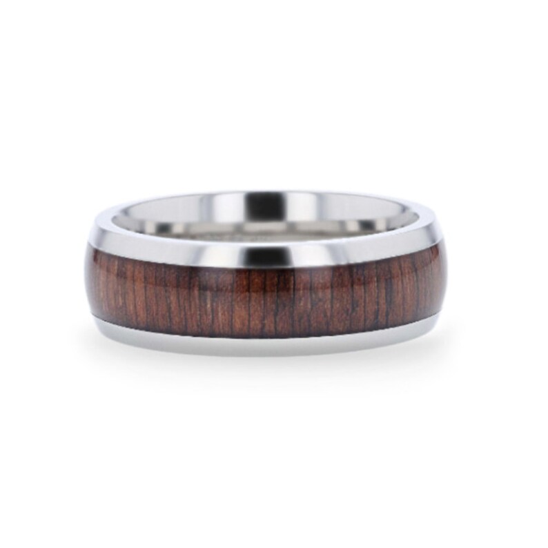 Classic Ring Wedding Ring Titanium Ring Mens Ring Engagement Ring Black Walnut Wood Inlaid Ring Personalized Ring Custom Ring
