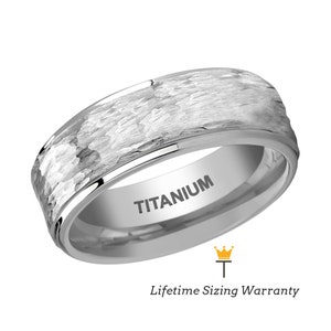 Titanium Ring with Raised Hammered Finish and Polished Step Edges, Engagement Anniversary Band for Men, Promise Ring for Him, Gift For Man
