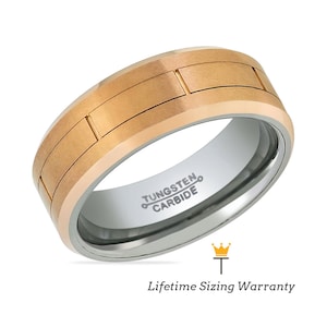 Rose Gold Ring, Rose Gold Tungsten Ring, Grooved Center Ring, Customized Ring, Wedding Band, Engagement Ring, Anniversary Ring, Promise Ring