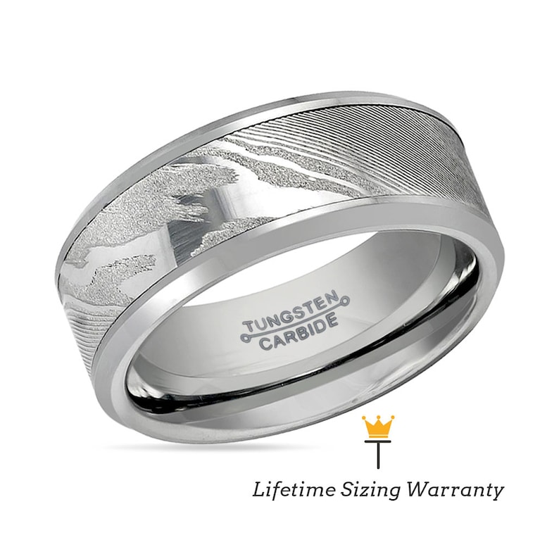 Mokume Gane Silver Matching Rings for Men Tungsten Carbide Wedding Band for Him Handmade Anniversary Gifts Engraved Male Engagement Rings