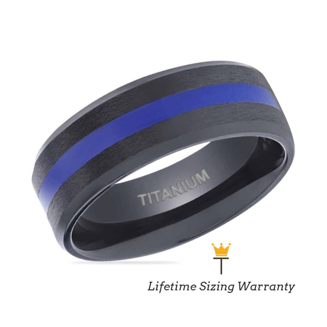 Black Titanium Men's Ring Titanium Wedding Ring Blue Etsy UK