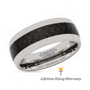 Black Carbon Fiber Inlay Tungsten Wedding Band for Men, Personalized Engraved Jewelry for Him, Custom Fit Engagement Ring, Anniversary Gifts