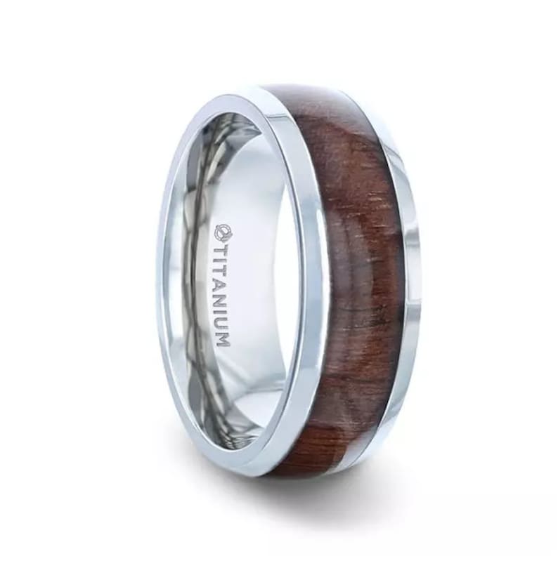 Classic Ring Wedding Ring Titanium Ring Mens Ring Engagement Ring Black Walnut Wood Inlaid Ring Personalized Ring Custom Ring