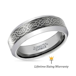 Men's Celtic Knot Tungsten Carbide Wedding Band – 8mm Brushed Finish, Polished Step Edge, Sizes 6-14 - View #11