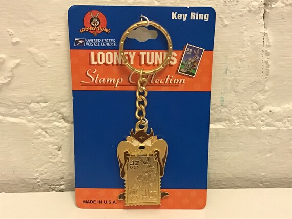 Vintage 97 Looney Tunes Taz Stamp Collection Key Chai… - Gem