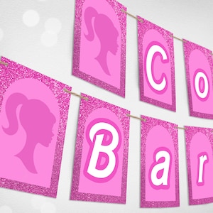 Editable Barbi Party Banner,A-Z Alphabet, Birthday Banner, Pink Doll Birthday Party Decor, Printable Template 003