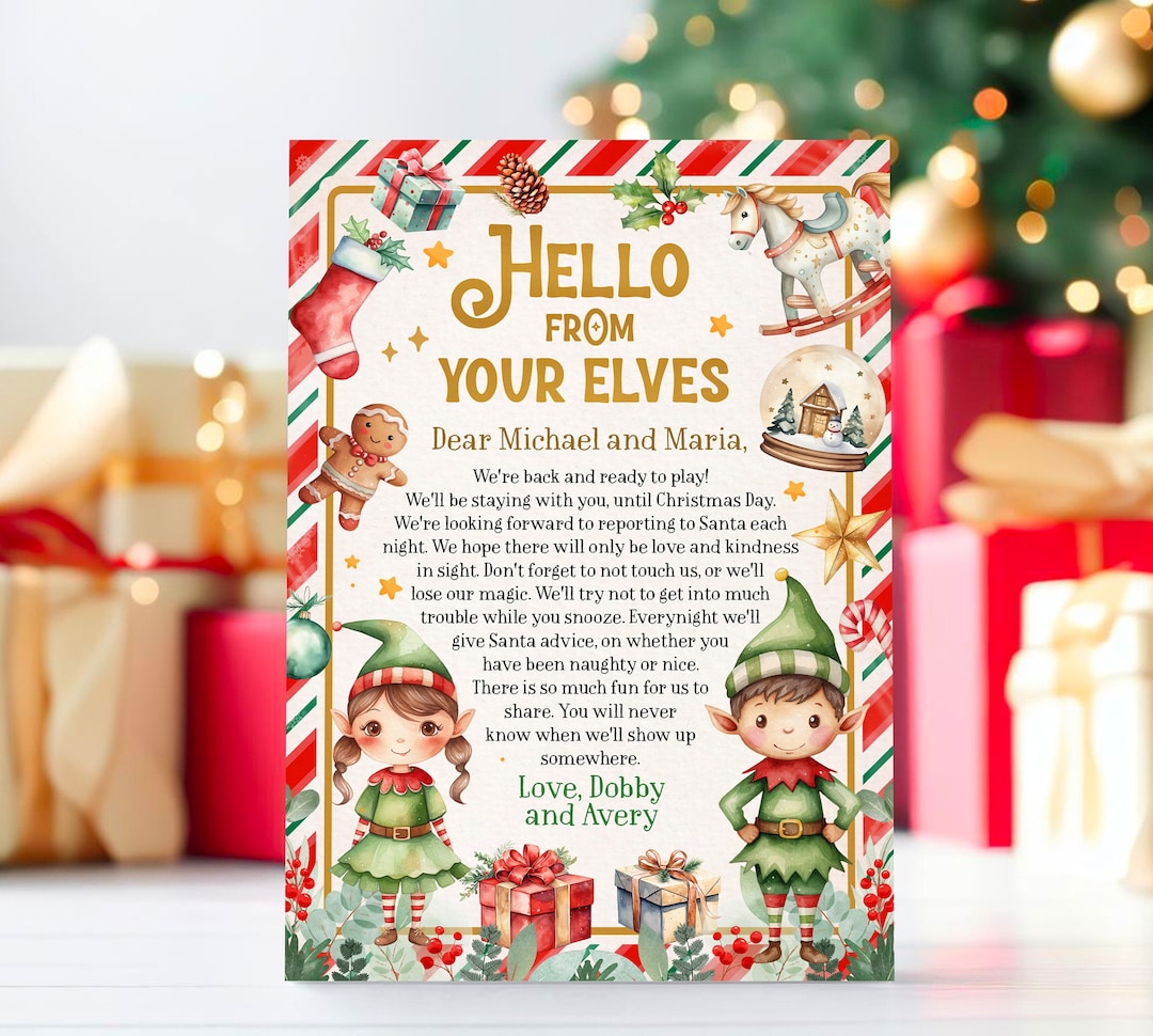 Editable Elves Arrival Letterelf Return Letterback Letter Etsy