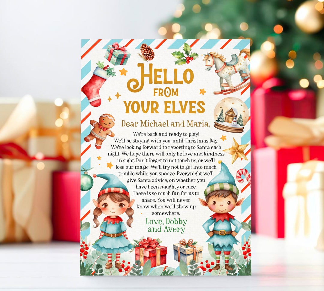 Editable Elves Arrival Letterelf Return Letterback Letter Etsy