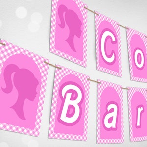 Editable Pink Doll Birthday Banner,Party Banner, Party Letters,Pink Doll Birthday Party Decoration, A-Z Alphabet,Printable Template 003