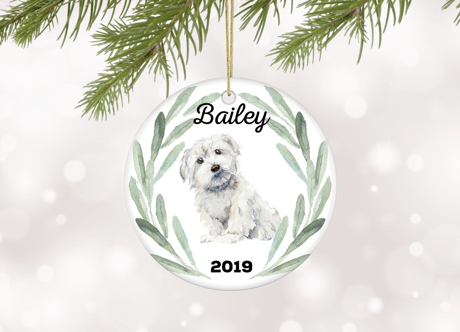 Maltese Christmas Ornament Personalized Dog Ornament With Etsy