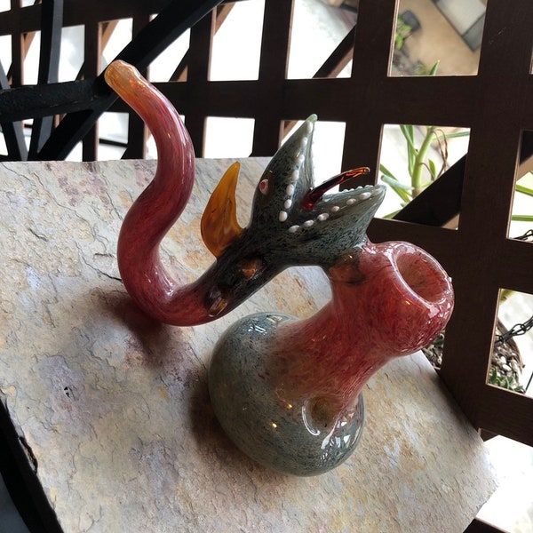 Short Shark Unique Glass Smoking Pipe, Heavy Handmade Pipe, Big Pipe, Glass Pipe, Unique Pipe, Big Bowl