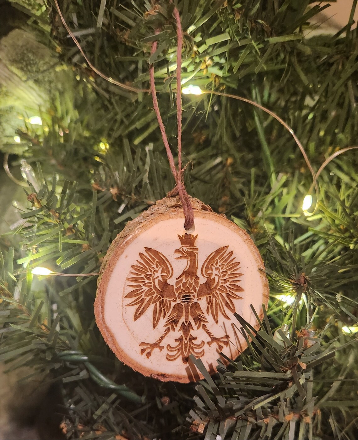 Laser Engraved Polish Eagle Christmas Ornament Polska, Poland, Polish