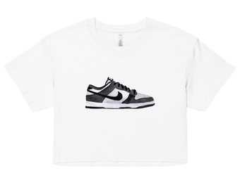 Panda Shirt, Panda Dunks Shirt, Air Jordan 1, Dunks Shirt, Nike Panda Dunk Shirt, Hand Painted Watercolor Panda Cropped TShirt, Cropped Top