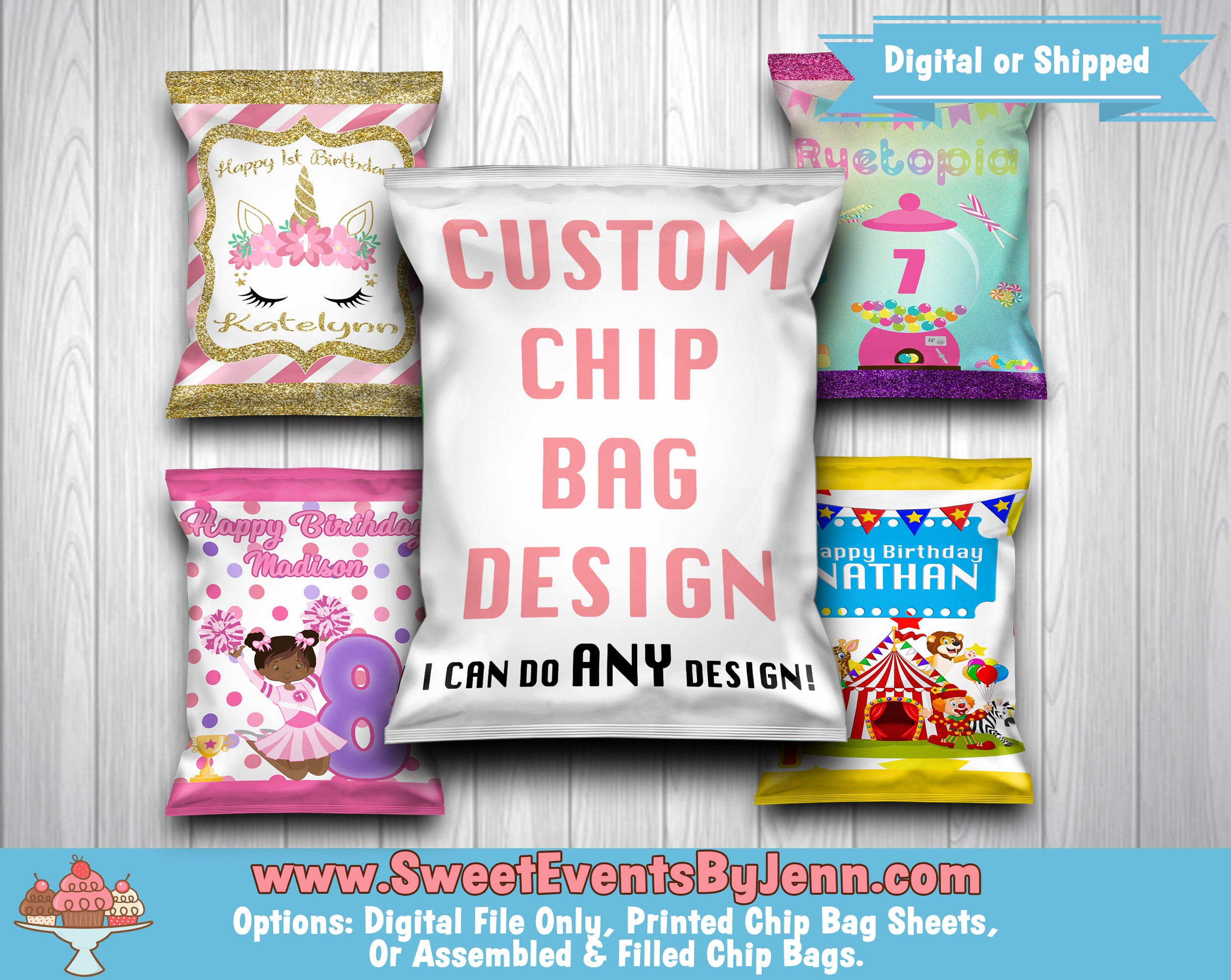 Custom Chip Bag Get A Custom Design For Your Chip Bag Party Etsy
