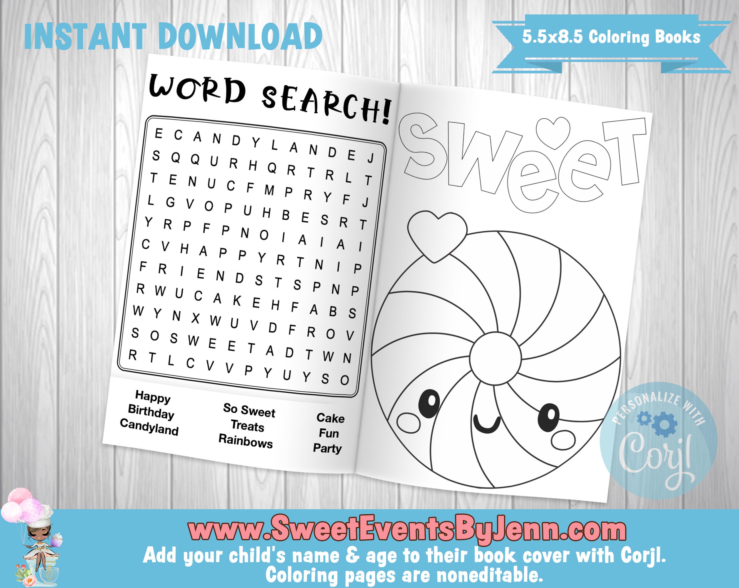 Candy Land Coloring Book Printable Coloring Book Instant Etsy