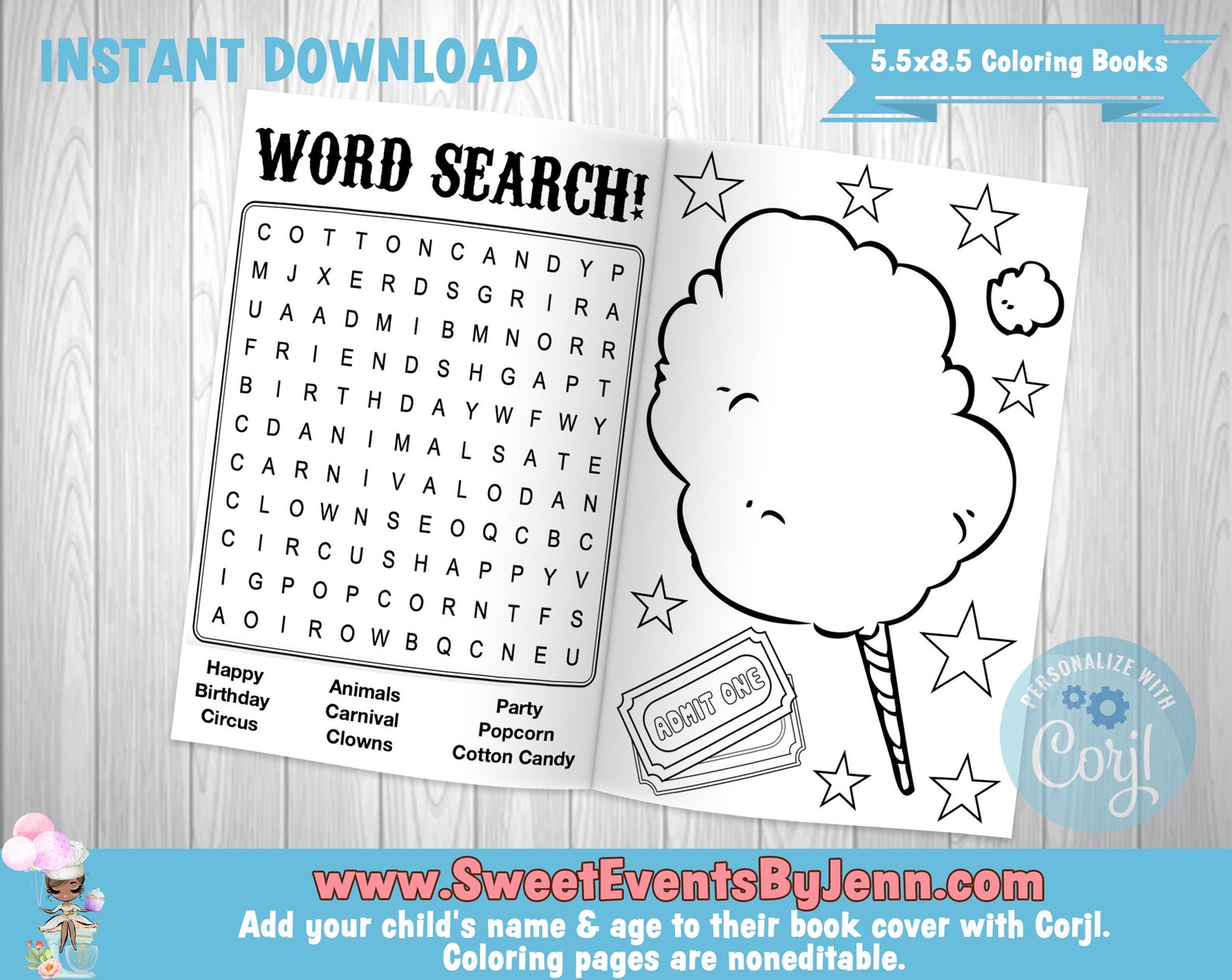 Circus Carnival Coloring Book Printable Coloring Book - Etsy