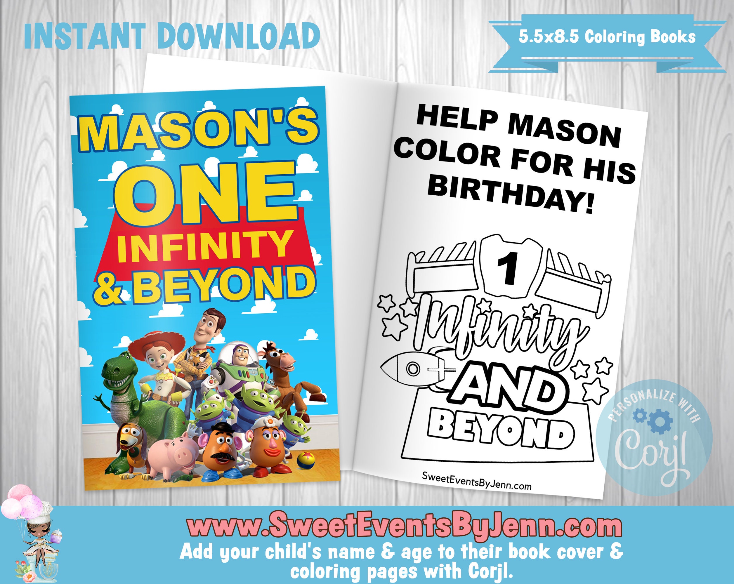 Boy's Birthday Custom Coloring Book: Editable Cover & Pages (Digital Download)