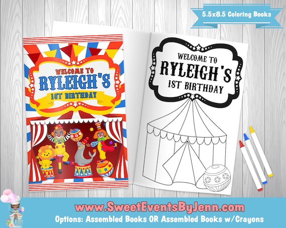Circus Carnival Coloring Book & Crayons: Kids Birthday Party Favor