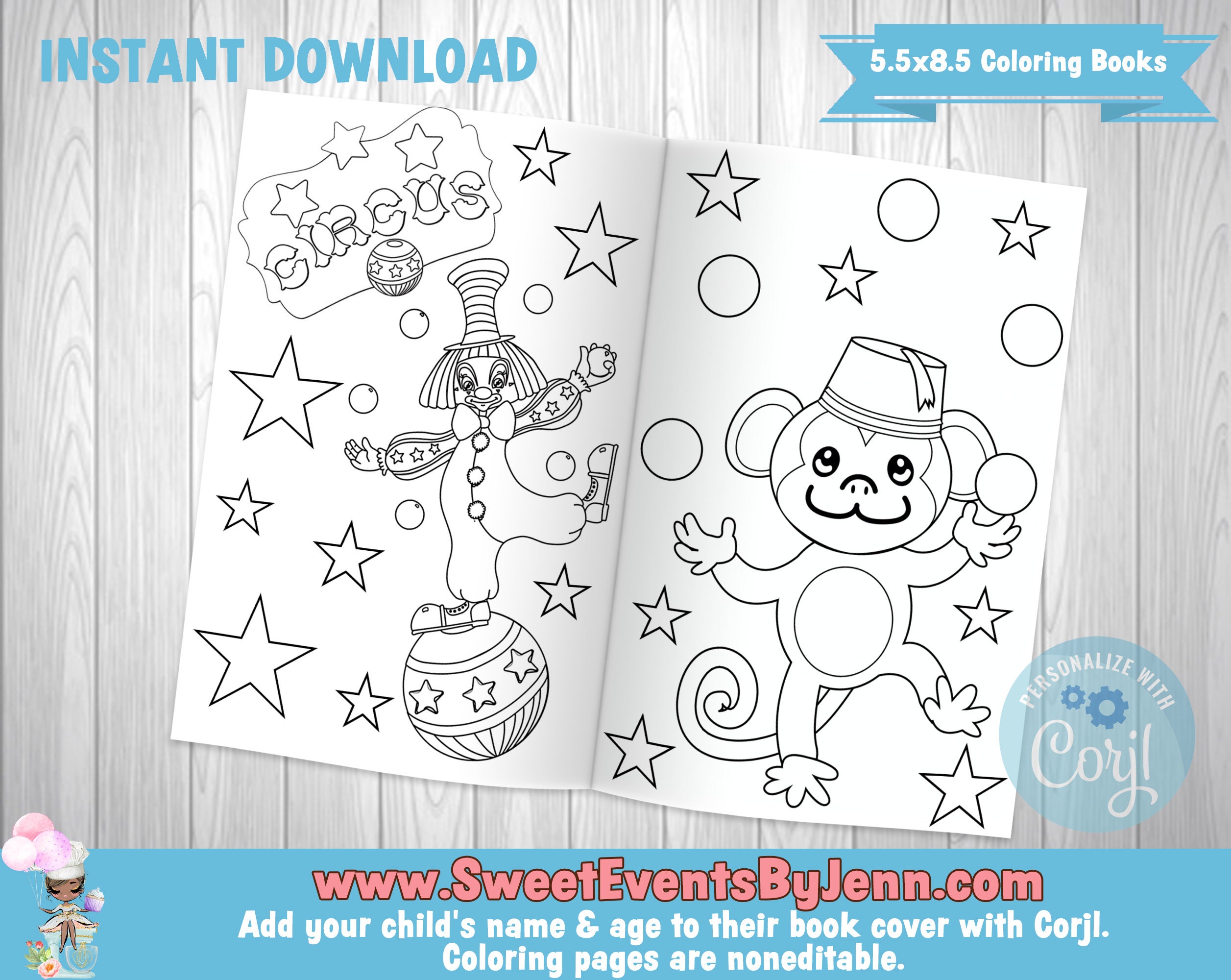 Circus Carnival Coloring Book Printable Coloring Book - Etsy