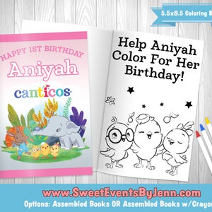 Personalized Canticos Birthday Coloring Book & Crayons: Kids Party Favors