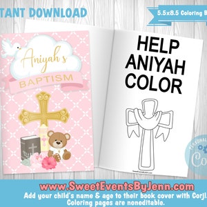 Baptism Communion Coloring Book: Editable Cover, Printable Pages (Digital Download)