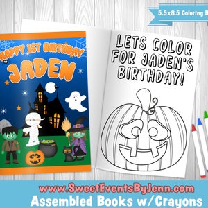 Halloween Coloring Book and Crayons - Halloween Party Favor - Themed Birthday Party -  Halloween Birthday - Trick or Treat