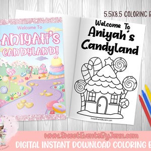 Candy Land Malbuch - Malbuch zum Ausdrucken - zum sofortigen Download - Corjl - bearbeitbares Buchcover und Malseiten