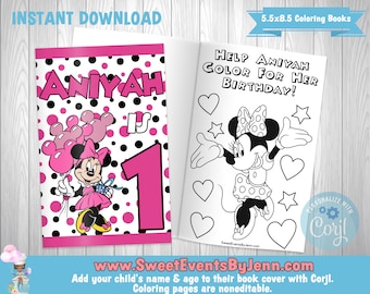 Custom Minnie Mouse Coloring Book: Editable Cover & Pages (Digital Download)