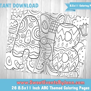 ABC Alphabet Coloring Pages - 26 Printable Alphabet Coloring Pages - Worksheets for Kids - Preschool - Kindergarten - Homeschool PDF