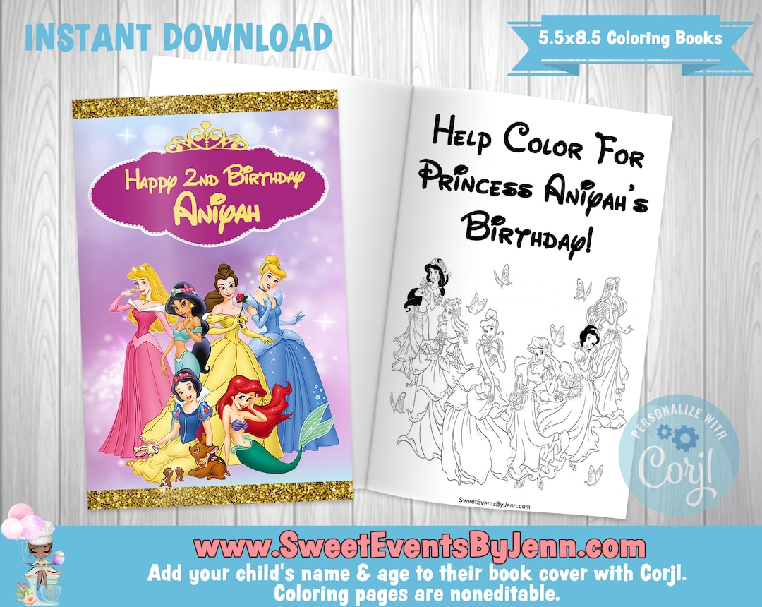 Princess Coloring Book - Printable Coloring Book - Instant Download ...