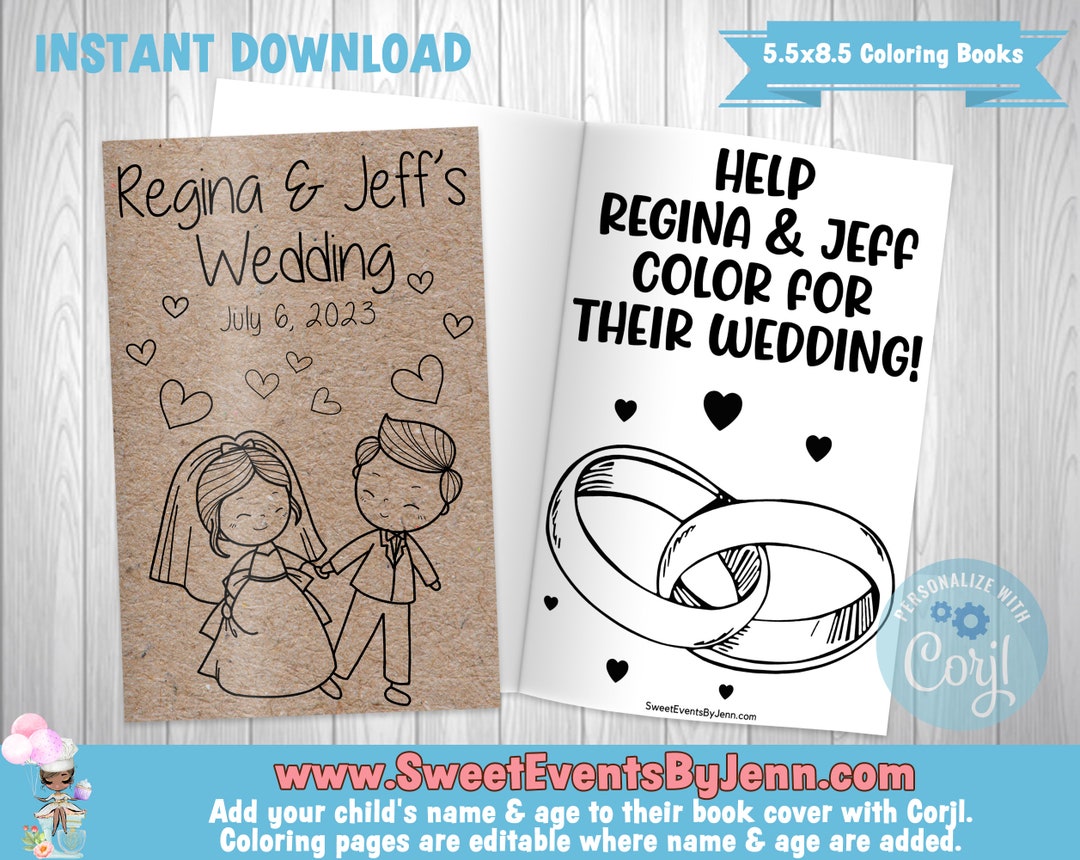 Wedding Coloring Book Printable Wedding Coloring Book Kids Wedding ...