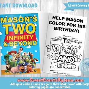 2nd Birthday Custom Coloring Book - Printable Coloring Book - Instant Download - Corjl - Editable Book Cover & Coloring Pages