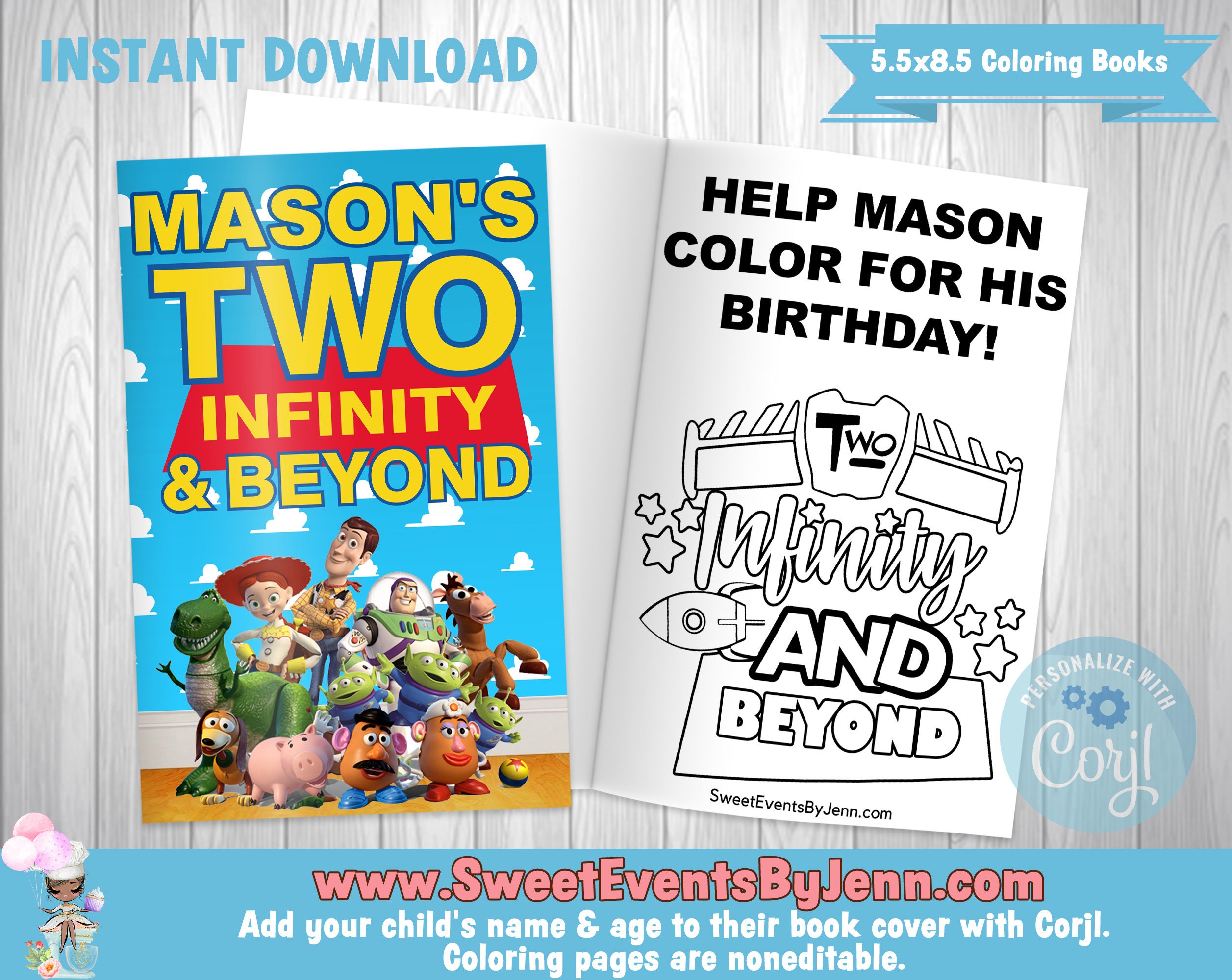 2nd Birthday Custom Coloring Book Printable Coloring Book - Etsy