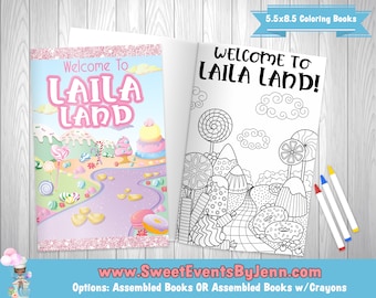 Candy Land Coloring Book and Crayons - Girl's Birthday Party Favors - Pastel Candyland Themed Birthday Party - 1 bag (1 Child)