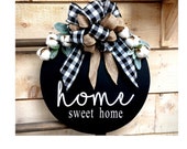 Door Decoration, Home Sweet Home Hanger, Front Door Decor, Door Wreath, Housewarming Gift, Black,Home Decor, Wood Round Sign,Door Sign,