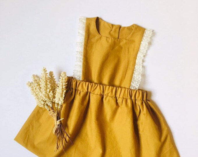 Mustard Pinafore Dress Mustard Toddler Dress Lace Pinafore Etsy