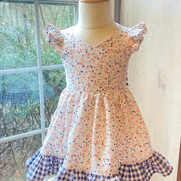 Floral Toddler Dress, Easter Dress, Spring Photoshoot Outfit, Twirl Dress, Little Girl Spring Outfit, Cottagecore Dress, Easter Outfit