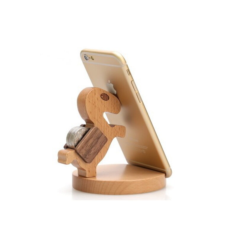 Wooden Cellphone Stand Cartoon Animal Handmade Mobile Phone Holder Creative Wood Smartphone Stand Phone Dock Station Desktop Accessories