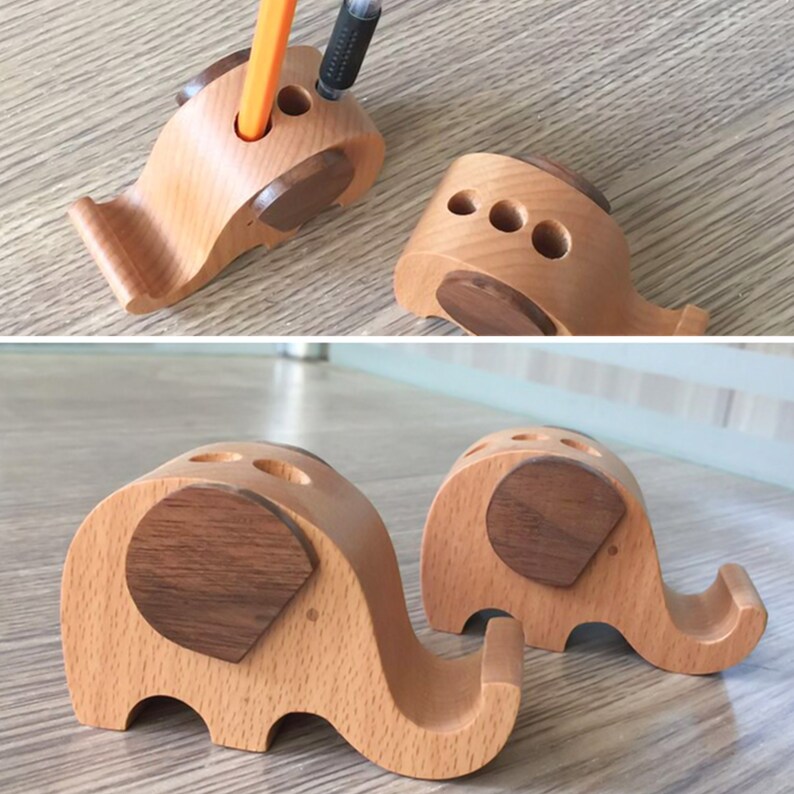 Wooden Cellphone Stand Cartoon Animal Handmade Mobile Phone Holder Creative Wood Smartphone Stand Phone Dock Station Desktop Accessories
