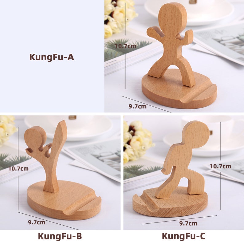Wooden Cellphone Stand Cartoon Animal Handmade Mobile Phone Holder Creative Wood Smartphone Stand Phone Dock Station Desktop Accessories