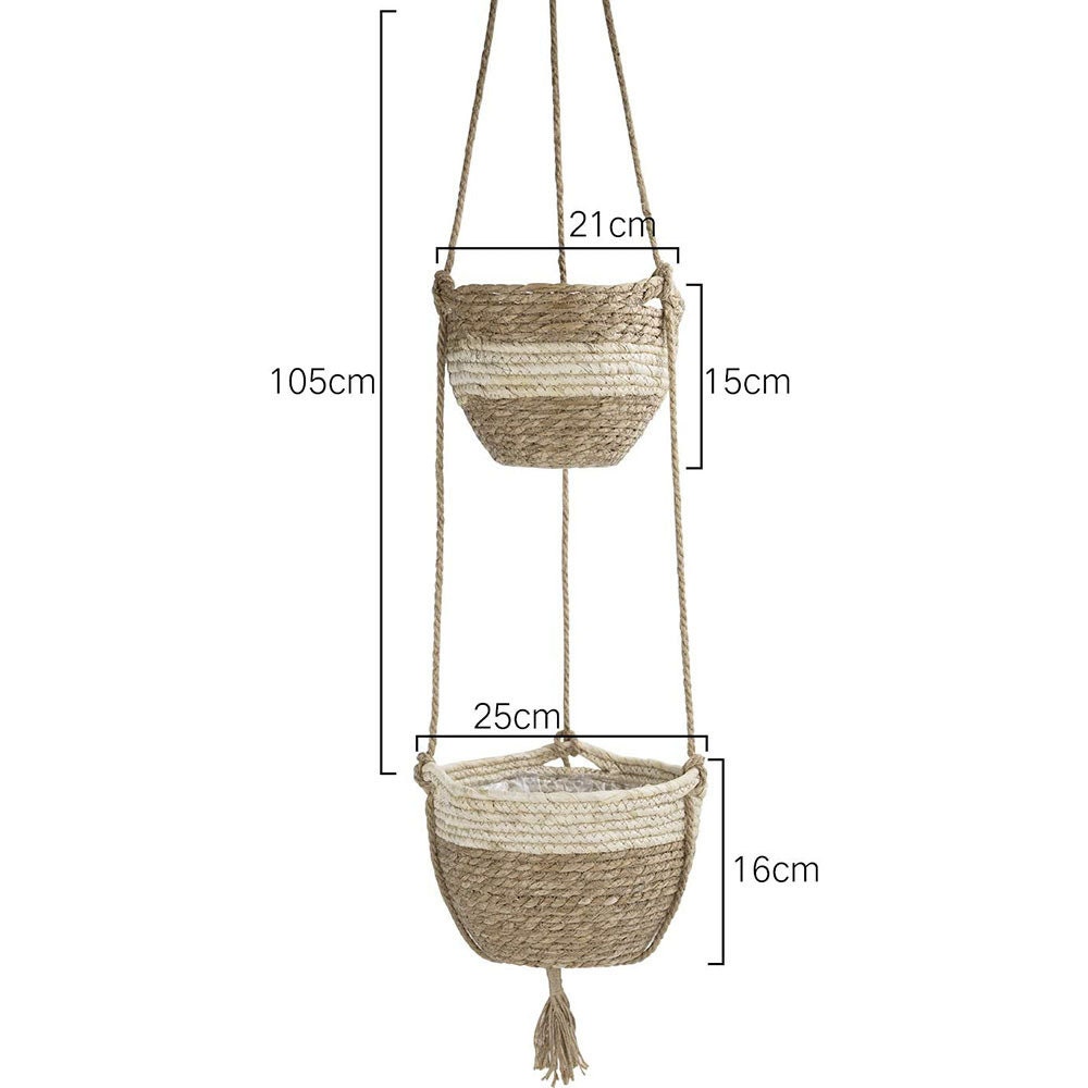 Double Straw Plant Hanger Handmade Decorative Plant Pots Etsy