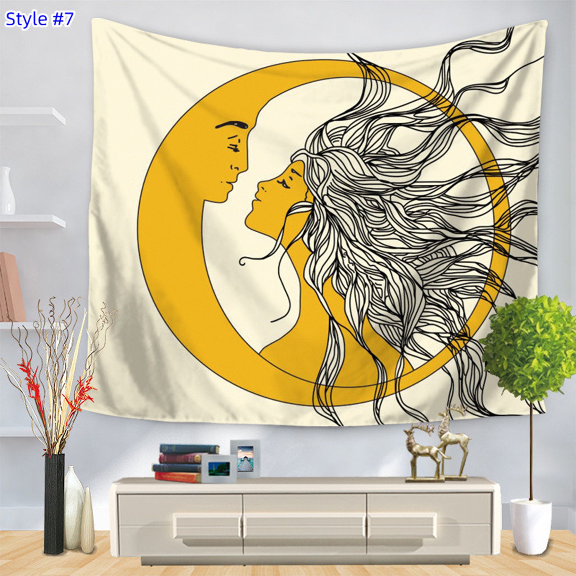 Discover Moon Tapestry Art Background Wall Decoration Tapestry for Living Room Dinnering Room