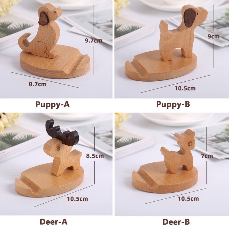 Wooden Cellphone Stand Cartoon Animal Handmade Mobile Phone Holder Creative Wood Smartphone Stand Phone Dock Station Desktop Accessories