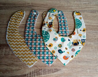 Lot de 3 bavoirs bandana bébé 0/6 mois