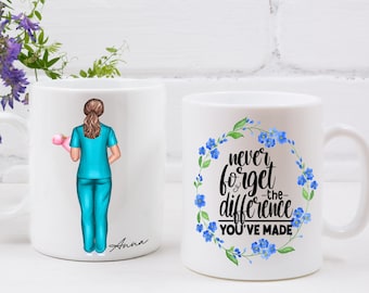 Personalised with name Nurse 11oz Mug Lots of Uniform colours. Great gift for Hospital Worker Assistant Care NHS Doctor Vet Graduation Gift