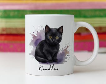 FREE POSTAGE** Dishwasher safe Black cat mug, Cat mug, Sister, Friend, Cat lover, Black cats, Cat and Moon mug, Personalised cat mug